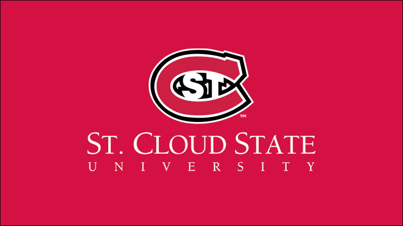 SCSU logo with white type on red background