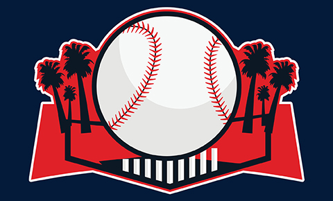 Baseball diamond with palm trees illustration