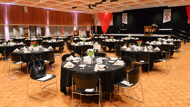 Atwood Ballroom set up for dinner event