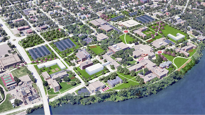 Aerial rendering of future campus