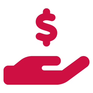 Icon of hand holding a dollar sign