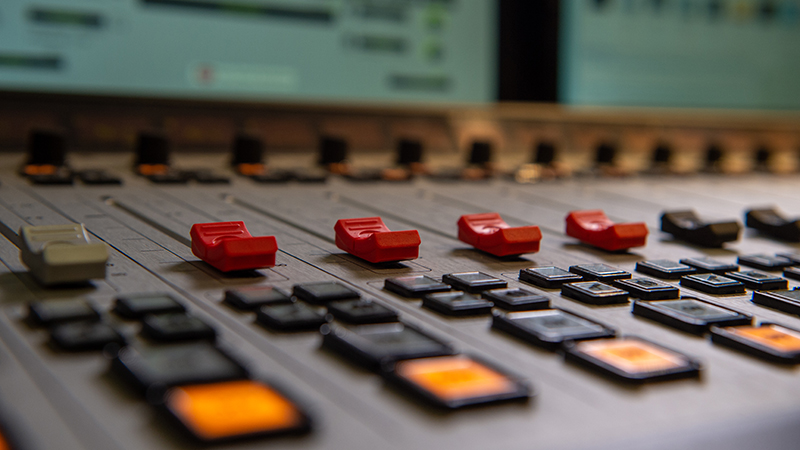 Close up of audio control board