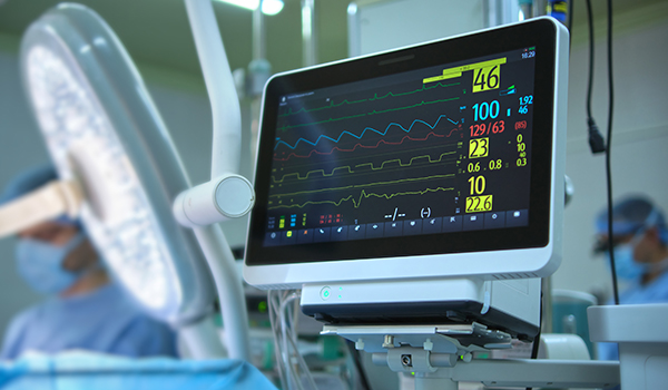 Close up of monitor screen in operating room