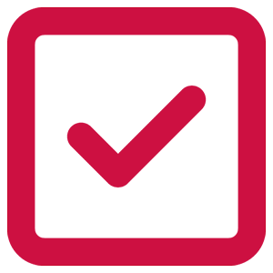 Red checkmark icon