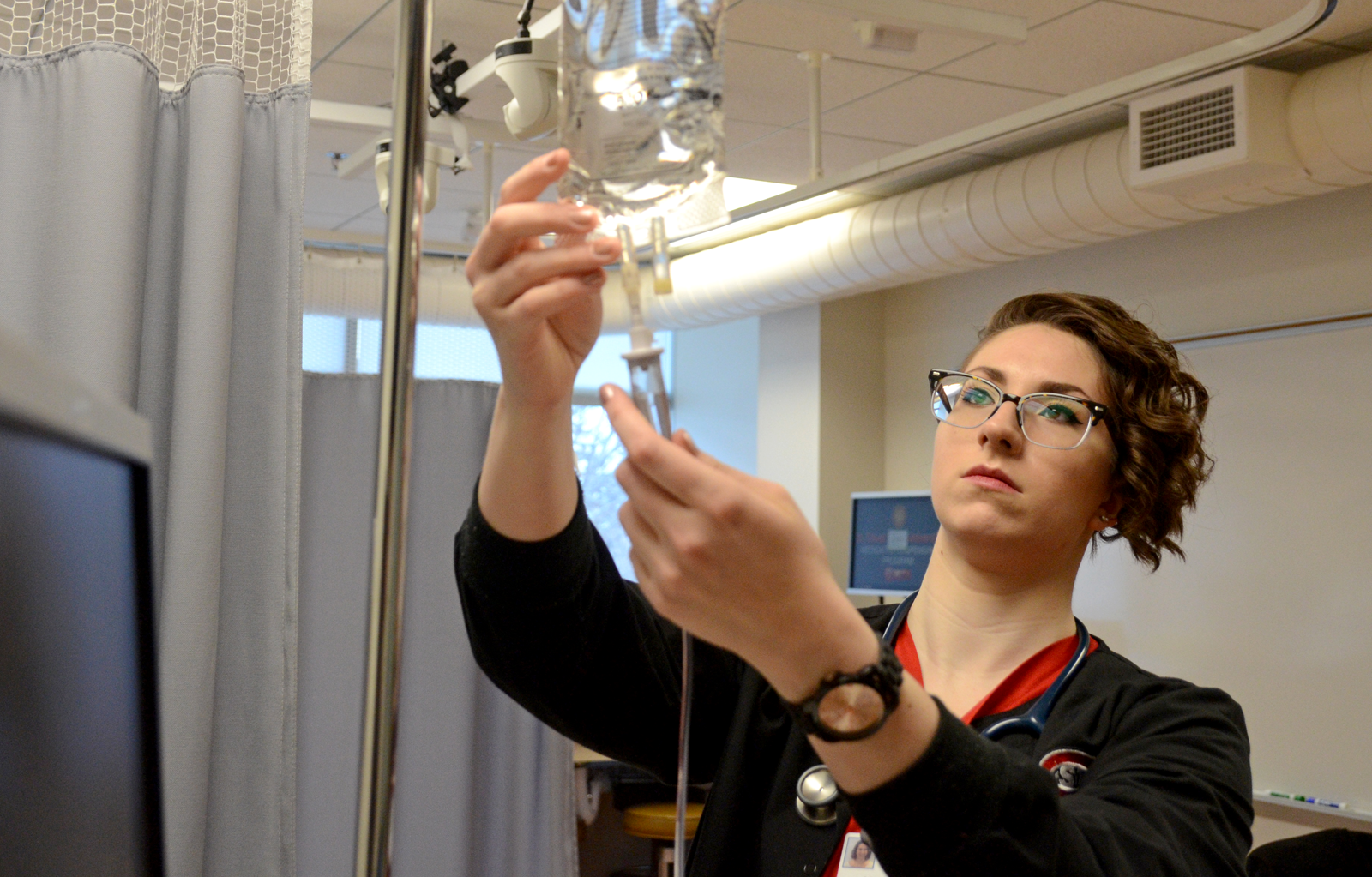 St. Cloud State University Student in the St. Cloud State University Nursing Lab