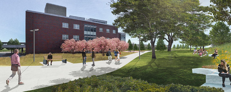 Campus illustration with additional green space